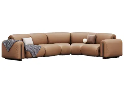Colle Sectional Sofa With Corner On Right Side By Natuzzi 3D model