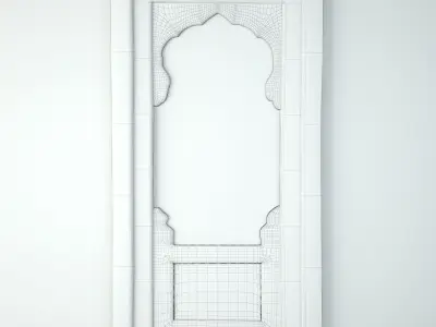 Old Wood Arched Window Mirror 3D model