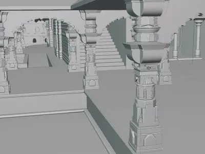 PLEASE CLICK Ram Mandir 3D Detailed  Temple Model Environment 3D model