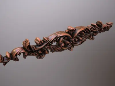Luxurious carved wood ornament Low-poly 3D model