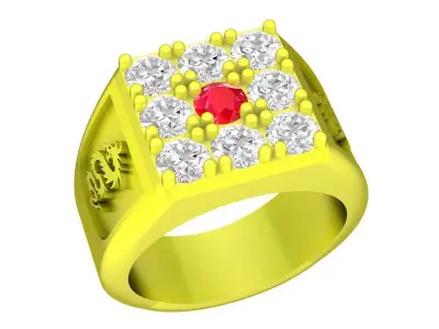 Luxury Square Pave Diamond Ring for Men 5159 3D print model