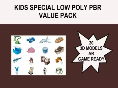 KIDS SPECIAL LOW POLY PBR VALUE PACK 3D Model Collection