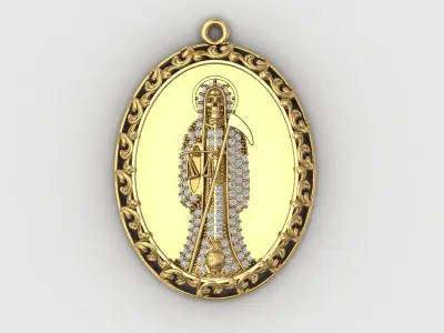  santa muerte holy death small size pendant 3D STL 3DM skull 3D print model
