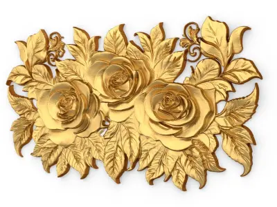 mural classic flowers decor ornament 02 3D model
