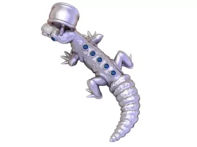 Luxury Lizard Charm Pendant with Gemstone Spine 3D print model