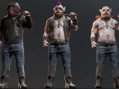 Boar Biker Unreal Engine Low-poly 3D model