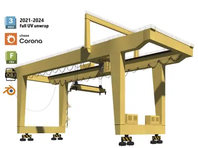 Harbor RTG Gantry crane 04 Low-poly 3D model