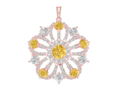 Luxury Flower Diamond Pendant Jewelry 878 3D print model