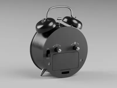 Retro alarm clock black Low-poly 3D model