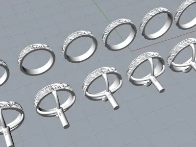 Gemstone ring Golden Ratio R57 all sizes 3D print model