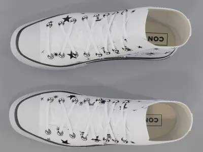 Basketball Leather Shoes Converse All Star White Star Snowflakes 3D model