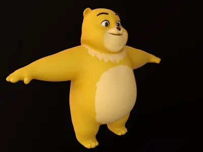 Asset - Cartoons - Character - Bear Yellow - Rig - High Poly 3D model