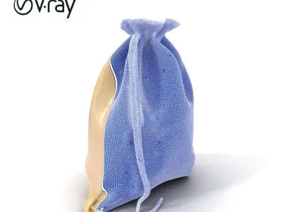 Drawstring Canvas Bag Model Pack Low-poly 3D model