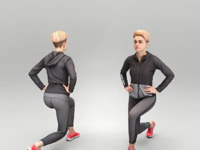 Young woman doing workout 432 Low-poly 3D model