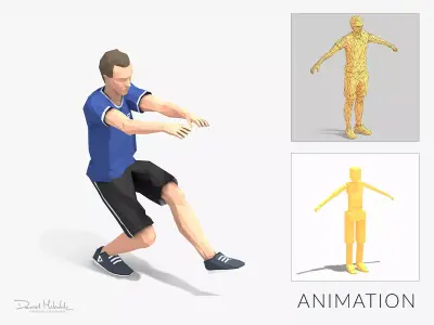 Pistol Squats  Exercise Man Animation Low-poly 3D model