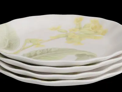 Yellow Floral Salad Plates Low-poly 3D model