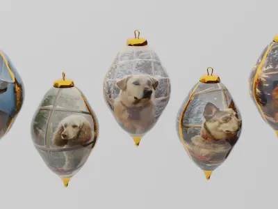 Christmas Pet-dogs-set2 3D model 3D model