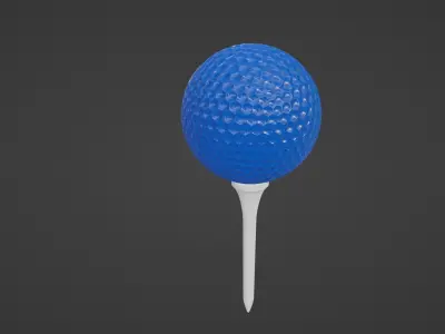 Golf Ball and Tee Low-poly 3D model