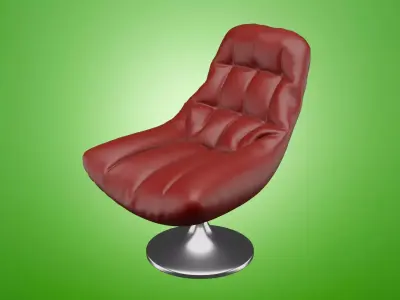 Leather Armchair and Metalic Twisted Base Style 3D model