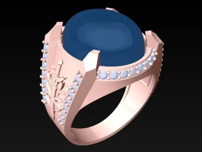 Oval stone ring - Mens Rings - N3857 3D print model