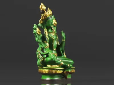 Tibet Tibetan Buddhism Statue Green Tara Buddha Statue Feng Shui 3D print model