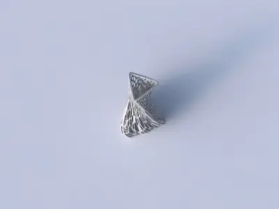Vase twist puffy triangle with fine organic lattice 3D print model