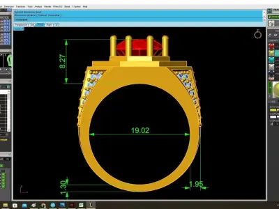 Luxury Octagon Ruby Diamond Ring 3D Jewelry Model  3977 3D print model