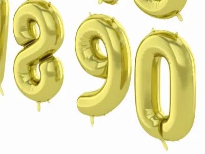 Balloon Numbers Gold Color 3D model