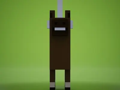 Voxel - Brown Unicorn Low-poly 3D model