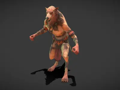 Fantasy Creature - Combat RatMan Low-poly 3D model