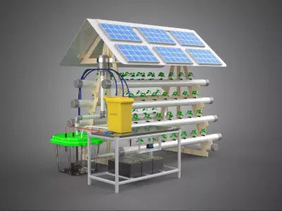 HYDROPONIC IOT SMART SOLAR ENERGY PV FARM PLANT WATER NUTRIENT 3D model