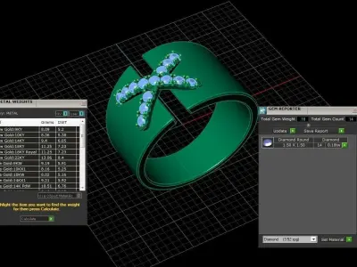 Jewelry Diamond X Ring 3D print model