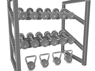 PENT Rack Dumbbell Low-poly 3D model