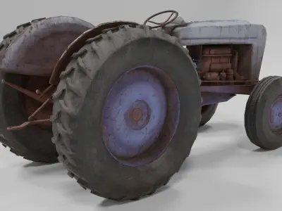 Old Tractor low poly Low-poly 3D model