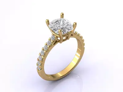 STL 3DM Print Ready Women Diamond Ring Lightweight Printable  3D print model 16
