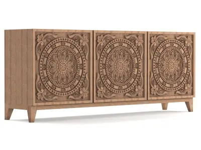 console01 wooden sideboard with ornate carvings 3D model