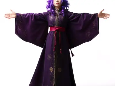 Purple Sorceress Robe model pack Low-poly 3D model