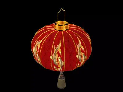 Chinese Red  Lantern  Low-poly 3D model