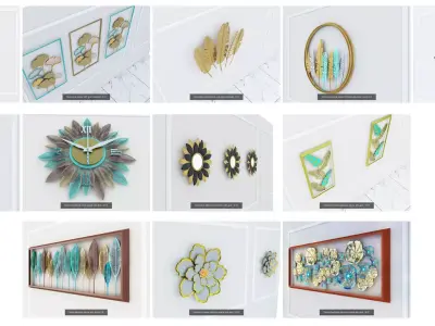 Decorative Metal stainless plants with gold G2 3D Model Collection