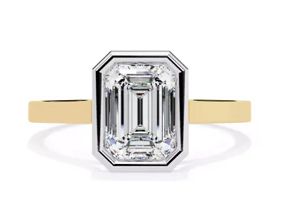 Classic Emerald Diamond solitaire ring 3D print model