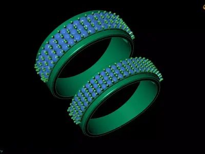 Elegant Couple Ring with Sparkling Gems 3D print model