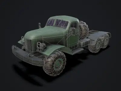 Gameready russian military truck 6X6 Low-poly 3D model