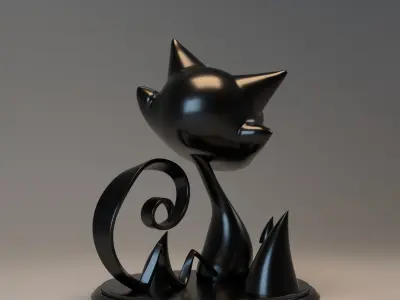 Black cat - sculpture for 3d printing 3D print model