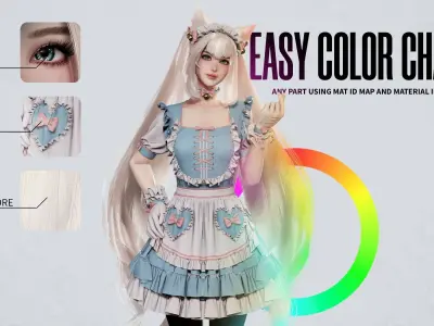 Dress Up Maids - Game Ready Low-poly 3D model