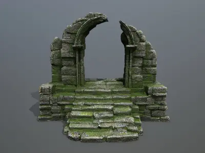 ruin gate Low-poly 3D model