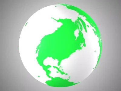 Solid Color Green White Globe 3D model
