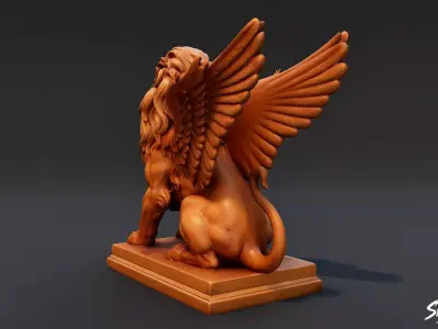 Lion Statue V12 Low-poly 3D model