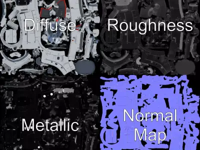 Futuristic Engine Model Pack for SciFi Projects Low-poly 3D model