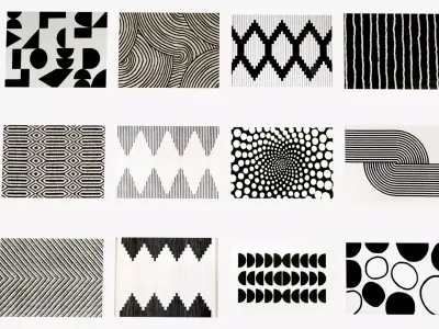 Black and White Rug Collection Low-poly 3D model