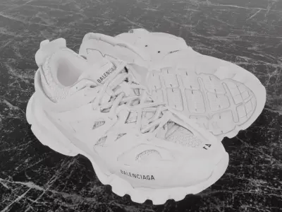 BALENCIAGA TRACK 3 3D SHOES - WHITE Low-poly 3D model